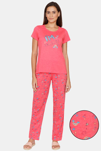 Buy Rosaline U&I Knit Cotton Pyjama Set - Rouge Red